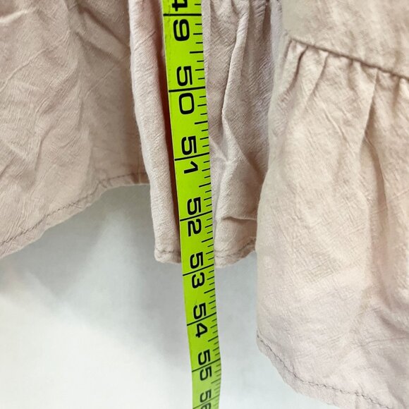Bohme Blush Pink Ruffle Maxi Dress Tie Waist Boho Linen Blend - Size Large - Picture 7 of 7